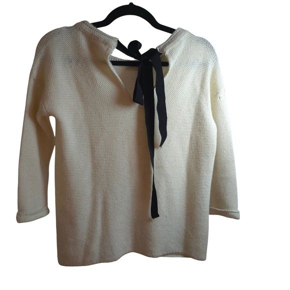 Ulla Johnson Alpaca Wool Blend Ivory Knit Sweater Small Bow Back Pocket Detail - Picture 9 of 9